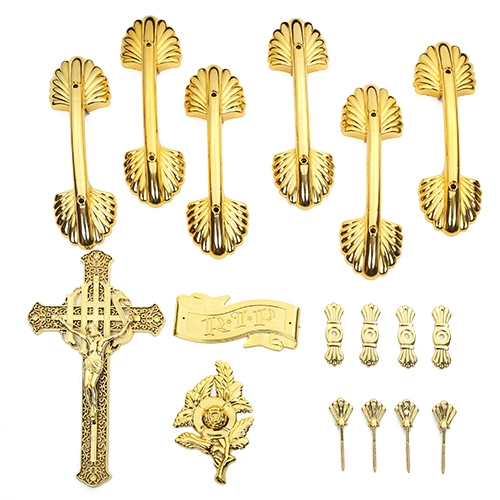 Manufacturers Supply European Style Gold Plated Funeral Supplies Handle Casket Decorations Plastic Coffin Corner Accessories