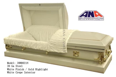 Caixão de aço branco antigo 20ga para produtos funerários