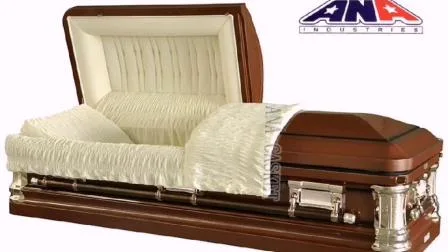 Caixão de metal de canto redondo de aço Ana 18ga para produtos funerários