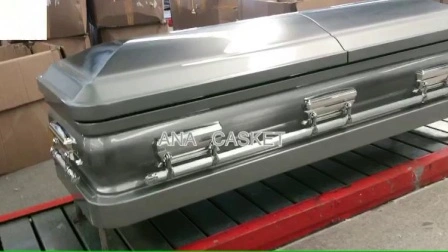 Caixão funerário de aço natural escova 18ga estilo americano